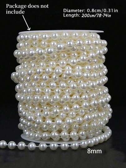 196.85 英寸/4 毫米工艺品仿白珍珠串珠花环，美丽优雅的白珍珠串线轴珍珠串珠卷珍珠花环适用于婚礼派对生日珠宝配饰婚礼生日派对装饰 DIY 工艺品蛋糕装饰蛋糕装饰蛋糕装饰蛋糕装饰工具