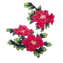 2PCS/Set Vibrant Water Soluble Flower Embroidery Patches For Christmas And New Year Holidays - Pink Orange Rose Red - Fashion-Forward Skirt Stickers & Clothing Accessories - Durable Embroidered Applique For Sewing Projects