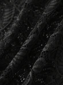 Women's Swim Skirt Sheer Crochet Lace High Waist Bikini Bottoms Swimsuit Skort Summer Beachwear Swimwear Bathing Suit - Black - View 7