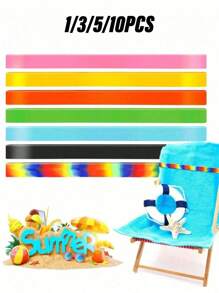 1/2/3/5/10pcs Silicone Towel Bands With Storage For Beach Chair Stretchable Beach Chair Bands Windproof Beach Towel Bands Colorful Beach Chair Clip Bands Beach Towel Holder Bands For Pool And Cruise Beach Essentials Travel Essentials Hawaiian Accessories (Color Random) Summer Travel, Vacation Holiday Bathroom Decor