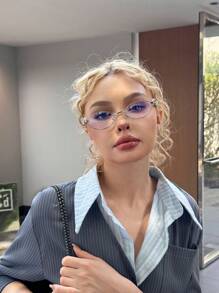 DareSee 1 buc Ochelari de soare pentru femei, cu ramă ovală metalică, îngustă, cu incrustații de stras, ochelari simpli Y2K Vintage Kawaii pentru stil zilnic, accesorii pentru ochelari de soare pentru femei, festival de muzică Y2K-Fest, înapoi la școală, toamnă