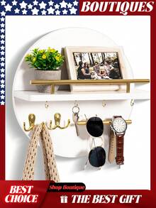 Key Holder For Wall Decorative With Shelf And Hooks, Mail Organizer Wall Mount With Sunglasses Holder, Circular Design Entryway Key Rack Hanger, Rustic Home Decor Boho Wall Decor, Key Rack, Key Holder Wall Mount, Key Holder For Wall, Key Organizer, Key Hooks For Wall, Mail Organizer Wall Mounted, Keys Holder On Wall, Key Hook, Wall Key Holder, Mail Holder, Key Hanger, Mail Holder For Wall, Car Key Holder,Shelf With Hooks, Key Hooks, Dog Leash Holder For Wall, Key Hanger Wall Mount, Key And Mail Holder For Wall - white-A - 查看 1