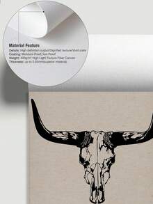 3件套西部牛仔帆布墙画 – 牛头骨、仙人掌和靴子黑白印花，现代简约风格，适用于客厅、卧室和办公室，可选配画框 - 彩色 - 查看 7