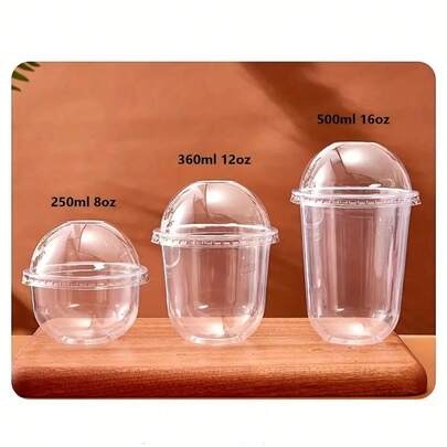 10pcs/20pcs/30pcs U-Shape Lidded Cupcake Cups, Ice Cream Cups, Juice Cups, Fruit Milk, Bubble Tea Cups, Super Cute Round Mini Heat-Resistant Cups