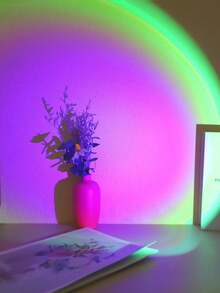 1 pieza Luz de ambiente de puesta de sol multicolor y multimodo USB, lámpara de proyección para decoración de pared, prop de fotografía, decoración de fiesta de cumpleaños, lámpara de puesta de sol de material ABS sin batería - 7 colores - Ver 5