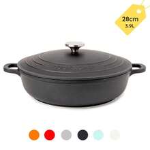 Aluminium Casserole Dishes With Lid Oven Proof Cookware – Non Stick Shallow Dutch Oven Cookware – Induction Cooking Pot – Oven Safe Stockpot – 3.9L Capacity, 28cm – By Nuovva - Black - View 2