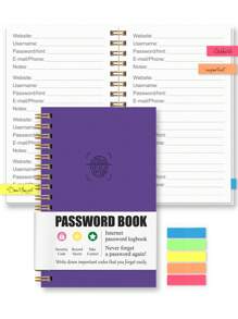 1pc Simple Password Book, Minimalist 52 Sheets Advanced Address Password Manager With Website Password Quick Access Username And Password Storage Perfect For Home Office Internet Computer Logins,Back To School Supplies
