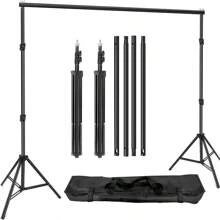1Set Photo Studio Backdrop Support Kit Includes 2Pcs Background Brackets,Splicing Crossbars,Portable Bag For Carrying Hands,2X2M/2X3M/2.6X2M/2.6X3M/2.8X3M/3X3M High Adjustable Background Stand For Parties, Photoshoot, Photography, Projector Screen, Movie Screen, Wedding, Events Decoration, Balloon ﻿