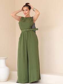 Jumpsuit, Pantaloons, Tank Top, Belt, Custom Tailoring - 綠色 - 查看 4