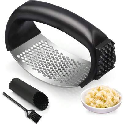 Local ShippingStainless Steel Garlic Grinder And Garlic Grinder, Garlic Press Rocker, Easy To Squeeze Garlic Tool With Peeler And Cleaning Brush, Used For Crushing Garlic