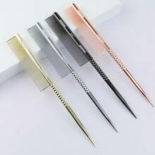 1pc New Electroplated Pointed Tip Aluminum Hair Comb, Women Hair Dyeing Sectioning Teasing Salon Hairstyling Brush, Heat Resistant Anti-Static Comb With Spiral Non-Slip Handle And Fine Teeth, Back To School, Travel Holiday Essentials, Hair Accessories For Women, Brush, Detangling Brush, Ball Brush, Mini Hair Brush Set, Wooden Comb, Hair Brush, Hairdressing Equipment, Hairstyle, Hairdressing, Hair Brush, Brush Hair Brush Set, Comb Hair, Comb For Curls, Detangling Brush, Hair Brush For Women, Barber Accessories, Barbershop, Hairdressing Equipment