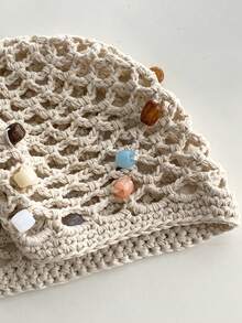 1 件手工镂空镂空草帽，复古甜美女士头巾帽，波西米亚风格流苏，适合春夏季，拍照个性化针织帽