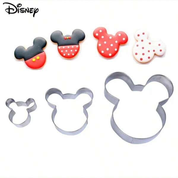 Disney Disney Mickey Mouse Head Stainless Steel Cookie Cutter Mold Set – DIY Baking Tools For Cookies, Fondant, Cake Decorating, Party & Home Baking (Biscuit, Sugar, Pastry, Bread Stamp)