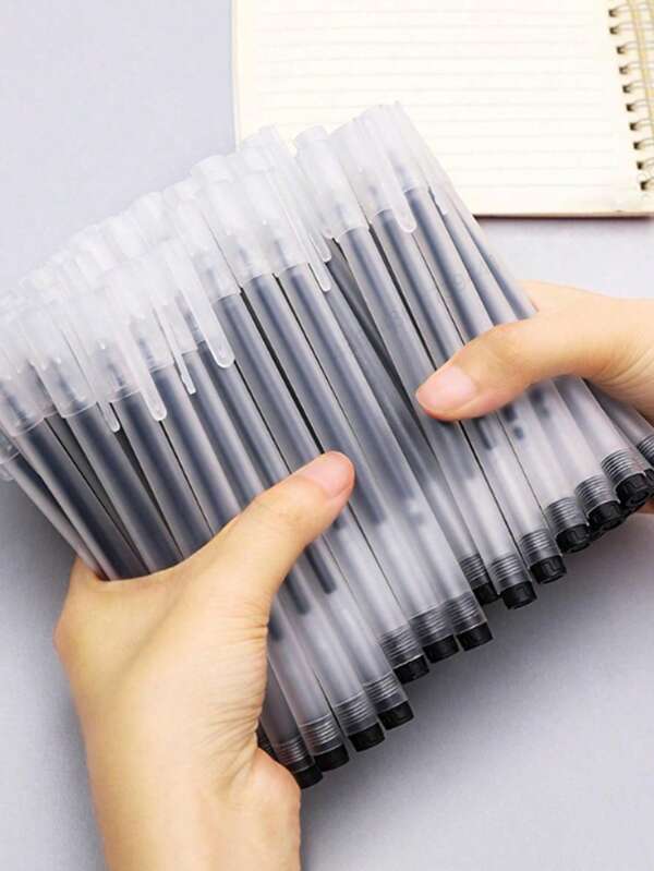 10/20/30/50pcs Neutral Pen Needle Tip Ball Point Pen, Black Ink Carbon Fiber Stationery