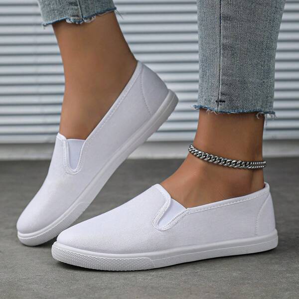 Zapatos de suela plana de colores lisos, de puntera redonda y peso ligero, unisex, para mujer, de uso casual, deportivo, al aire libre y para el trabajo