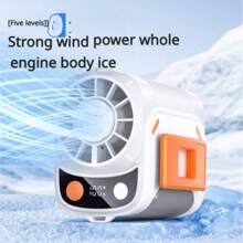 1pc Ice-Cooling High-Speed Waist-Hanging Fan With USB Charging, Portable Outdoor Cooling Worksite Clip-On Waist Fan. Features A 6000mAh Large-Capacity Battery, 5-Speed Wind Adjustment, 2-In-1 Charging And Cooling Functionality (Dual-Purpose Device). Equipped With Night Lighting, Universal Type-C Charging Port, Portable Smart Clip, Digital LED Display, And Real-Time Speed/Battery Level Indicator With Numerical Readout.