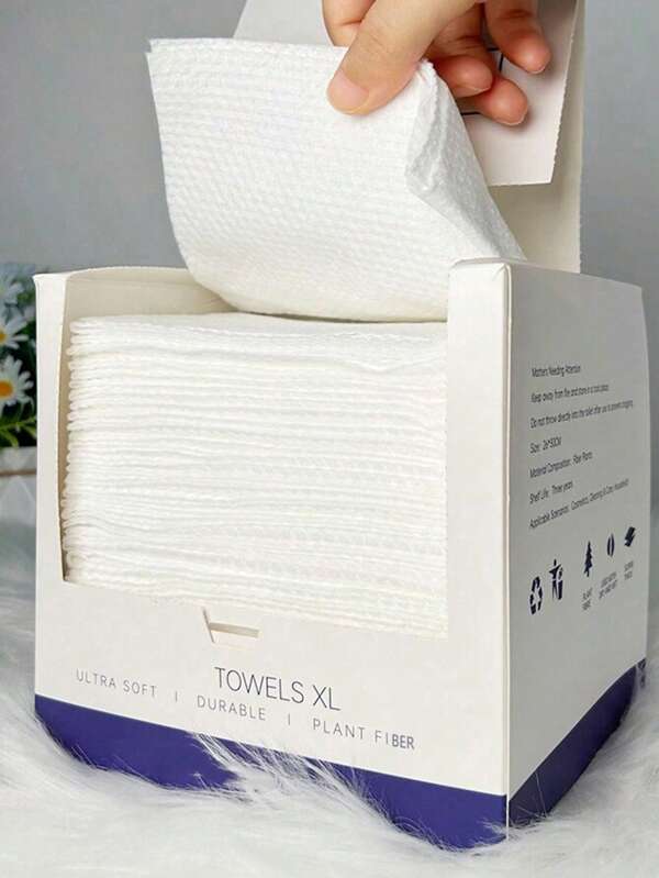50 toallitas faciales desechables, material de fibra vegetal y engrosado, tamaño grande 26*30cm, accesorios