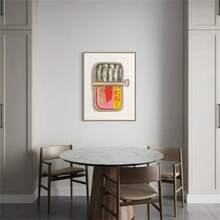 1 Stück Dose Sardinen Kunst Dekor Poster, moderne Tintendruck Wandkunst, klassisches minimalistisches Thema, einfaches Muster, Leinwandmalerei für Küche, Wohnzimmer, Schlafzimmer, Badezimmer, Büro, Herbst- und Frühjahrs-Dekoration, ideal als Einweihungs- und Feiertagsgeschenk, optional mit Rahmen