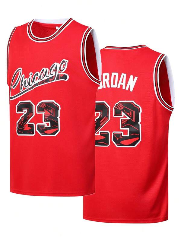 Herren Basketball Trikot, Nr. 23, rot, bestickte Sportsweste