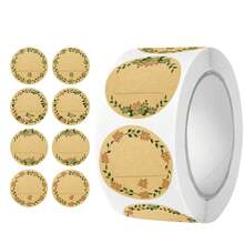 500 pièces/rouleau Étiquettes rondes blanches en papier kraft 2,5 cm, étiquettes autocollantes manuscrites, étiquettes de scellage, étiquettes décoratives - Multicolore - Voir 12