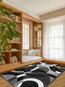 1pc, Luxury Bohemian Style, Black & Grey Elegant Floral Pattern Carpets For Living Room, Bedroom, Entrance, Kitchen, Bathroom