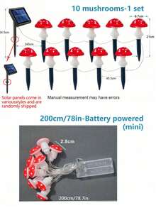 太阳能蘑菇灯，防水花园蘑菇灯户外装饰景观庭院复活节小路装饰红蘑菇（太阳能/电池供电）万圣节圣诞节感恩节礼物