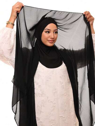 1pc Women Classic Casual Pullover Instant Chiffon Scarf, Solid Color Comfortable Breathable Rayon Fabric Neck Wrap Headscarf, All-In-One Multifunctional Head Wrap Suitable For Daily Wear