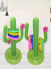 1 Set Inflatable Cactus Ring Toss Game - Perfect For Beach And Pool Parties, Durable PVC Material, Ideal Holiday Or Birthday Gift, Suitable For Holiday Gatherings, Perfect For Outdoor Pool Parties And Water Parks, Outdoor Toss Game, Also An Interactive Prop For Parties And Holidays, Pool Party Supplies, A Great Game Gift For Friends, Family, And Classmates
