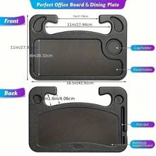 Steering Wheel Desk Tray With Cup Holder And Pen Slot - Double-Sided, Snug Fit, Multifunctional Laptop Desk For In-Car Use, Automobile Desk Tray