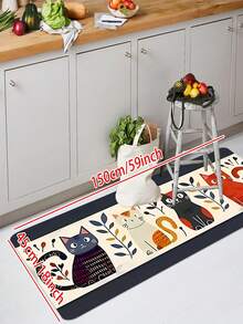 1/2pcs Multi Colored Cobalt Cat Element Pattern Printed Floor Mat, Perfect For Bedroom, Hallway, Living Room, Home Decoration, Indoor And Outdoor Door Mats, Home Decoration Carpets, Living Room And Bedroom - Multicolor - View 6
