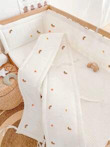 1 件婴儿床围栏保险杠垫，带卡通刺绣的柔软婴儿床保险杠，婴儿护栏防撞垫 - 彩色 - 查看 13