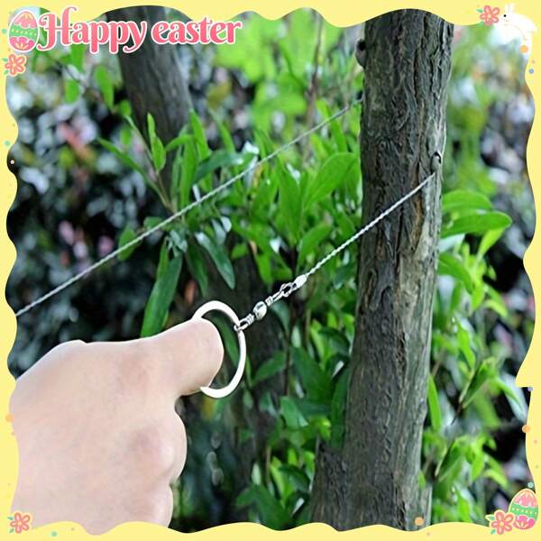1pc Stainless Steel Wire Saw, Portable Multi-Functional Survival Tool, Suitable For Camping, Hiking, Hunting And Mountaineering, Light Emergency Equipment, With Needle Tip Blade And Two Hand Positioning, Camping Accessories