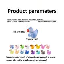 50/100 pièces Mini canards en résine pailletés - Figurines animales en plastique lumineuses et colorées pour maison de poupée, aquarium et décoration de paysage (couleurs aléatoires, cadeau parfait pour les enfants et les collectionneurs)