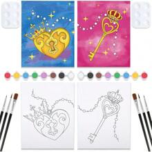 Date Night Painting Kit For Couples Sip And Paint Night Kit For Adults Pre Drawn Canvas To Paint For Adult Pre Stretched Canvas Lover's Lock And Key Art Set Christmas Valentine's Day