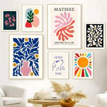 1 pieza/Set de 3 Póster de Matisse Hojas de coral Flores Planta abstracta Pintura en lienzo Arte de pared nórdico Impresiones Imagen para decoración del hogar Sin marco Marco literario Vintage