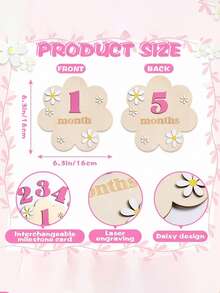 1 套新生儿摄影 0-12 个月里程碑道具，木制洗礼照片拍摄卡，婴儿洗礼家庭装饰礼物，婴儿洗礼礼物，适合女孩/男孩，婴儿用品 - 彩色 - 查看 4