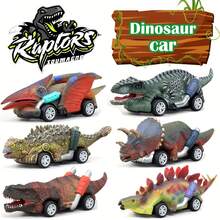 6件套无电池恐龙车玩具套装，ABS塑料材质，适合3-6岁儿童，理想的节日礼物 - 彩色 - 查看 1