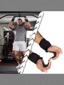 1pc Black Weightlifting Wrist Strap, Fitness Squat Deadlift Pull-Up Wrist Hook Horizontal Bar Sports Equipment Weight Loss Training, No Need To Stretch Hands Auxiliary Hook Gym Accessory - Black - View 4