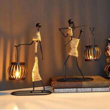 1 قطعة شمعدان من المعدن الحديدي الإبداعي، ديكور رومانسي لعشاء النور، زينة طاولة، ديكور منزلي، ديكور داخلي، زينة شمعدان، شمعدان حديدي جديد، ديكور غرفة المعيشة والمطبخ وصالة القهوة، هدية ، زينة عيد الميلاد، هدية رأس السنة، هدية عيد الحب