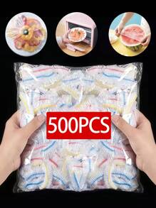 100PCS Disposable Plastic WrapFor Keeping Leftover Foods FreshWith Elastic And Self Seal Closure,Suitable For Covering Bowls AndDishes, Home Use