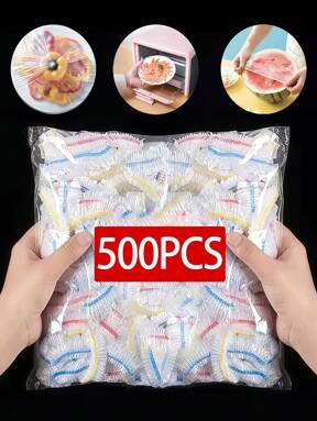 100PCS Disposable Plastic WrapFor Keeping Leftover Foods FreshWith Elastic And Self Seal Closure,Suitable For Covering Bowls AndDishes, Home Use