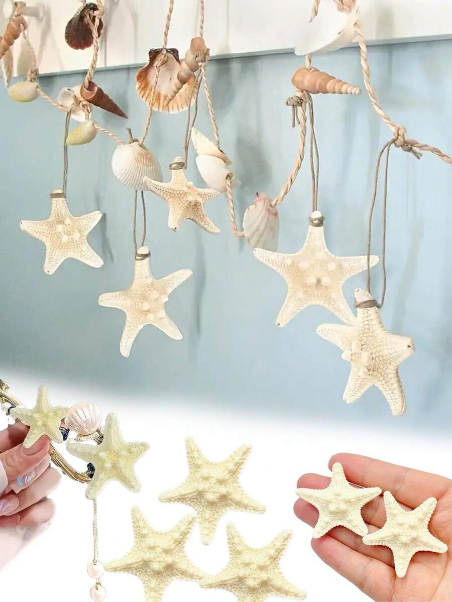 5 pièces/set Décoration en résine d'étoile de mer, artisanat multifonctionnel convenant pour les étagères, la maison, le salon, le bureau, le café, la table à manger, la décoration de l'entrée, parfait pour un thème de plage, une fête d'été, un anniversaire, une remise de diplômes, une décoration de mariage et des activités manuelles. Également idéal pour la décoration d'intérieur, les pendentifs de sac à dos, la décoration suspendue de voiture - Multicolore - Voir 1