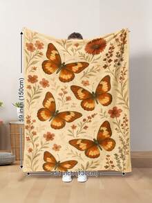 1 peça Vintage Aquarela Estilo Floral Abelha Margarida Padrão Botânico Inseto Cobertor de Pelúcia Macio, Quente e para Todas as Estações, Adequado para Sala de Estar, Sofá, Poltrona Reclinável, Quarto, Viagem de Carro, Camping, Escritório, Decoração de Casa Presente - Multicolorido - Ver 9