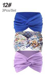 3pcs Women's Extra Wide Criss-Cross Casual Boho Headband, Solid Color Versatile Hair Accessories Turban Headband Sweatband, Hairband