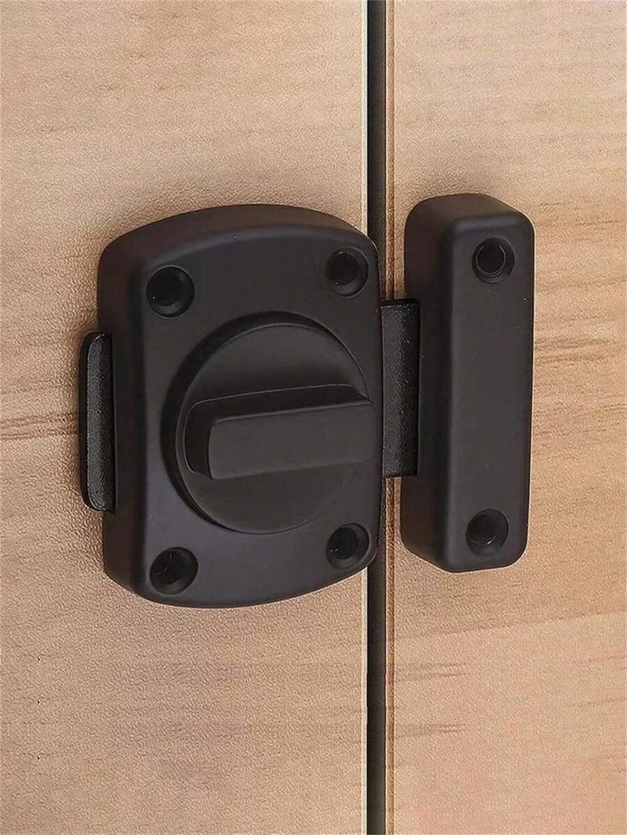 1pc Plug-In Anti-Theft Lock, Black Indoor Door Lock, Home Universal Type Anti-Theft Single Opening Door Security Lock Buckle - Multicolor - View 1