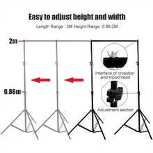 Backdrop Support Kit 2x2m/6.5x6.5ft Portable Adjustable Background Stand Backdrop Support System Kit With Carry Bag For Party Wedding Video Photography - Black - View 3