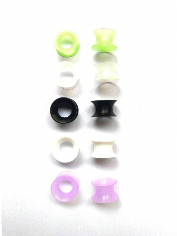 10 piezas de túneles de silicona ultra delgados de 9 mm, dilatadores de oreja, joyas para perforaciones de oreja, aptos para uso diario y como regalo festivo