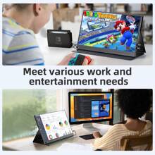 Uperfect Unify B5 - Upgrade 15.6" VESA Portable Monitor 1080P Display 15.6 Inch VESA Portable Monitor! 15.6 inch all-in-one design portable monitor can reduce the burden of the backpack, brings convenience to users. For a PC/Laptop which supports Thunderbolts 3 and a mobile phone which supports USB 3.1, you can connect it with the included Type-C to Type-C cable to provide video, audio, and power to the monitor. In addition, if you use the included USB adapter and power cable to power the monitor, it can also power your computer or smartphone at the same time. The portable display is also equipped with an OTG port (micro USB) for connecting the mouse or keyboard.