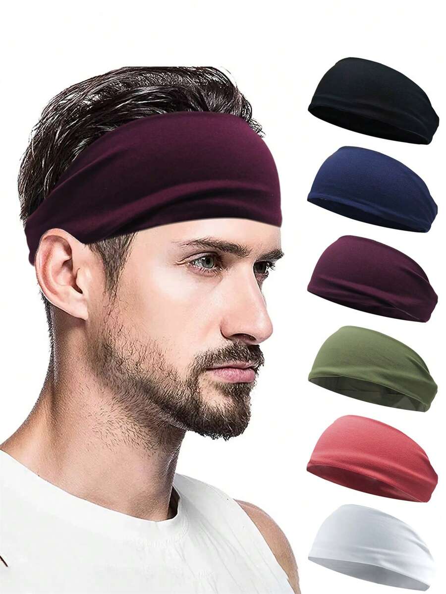 5PCS Sports Headbands - Moisture Wicking Sweatband For Men, Sweat Absorbing Headband For Running, Cycling, Yoga, Fitness, Men Vacation Accessories, Men Accessories - Multicolor - View 1