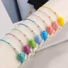 1 Set Bohemian Colorful Ceramic Fish Braided Bracelet Set (Ceramic Fish Color Is Random, Minor Cracks Are Normal Craftsmanship)